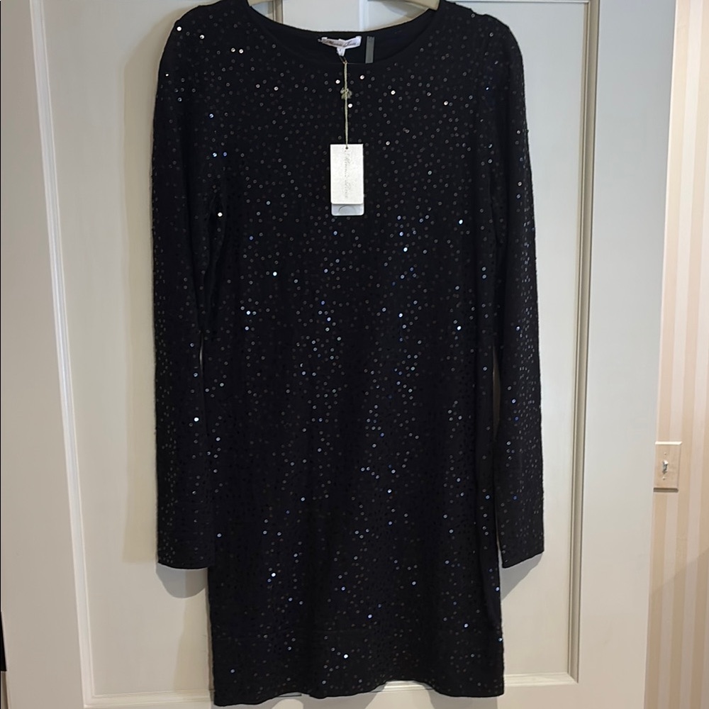 Minnie Rose Black and White Sequin Sheath Dress